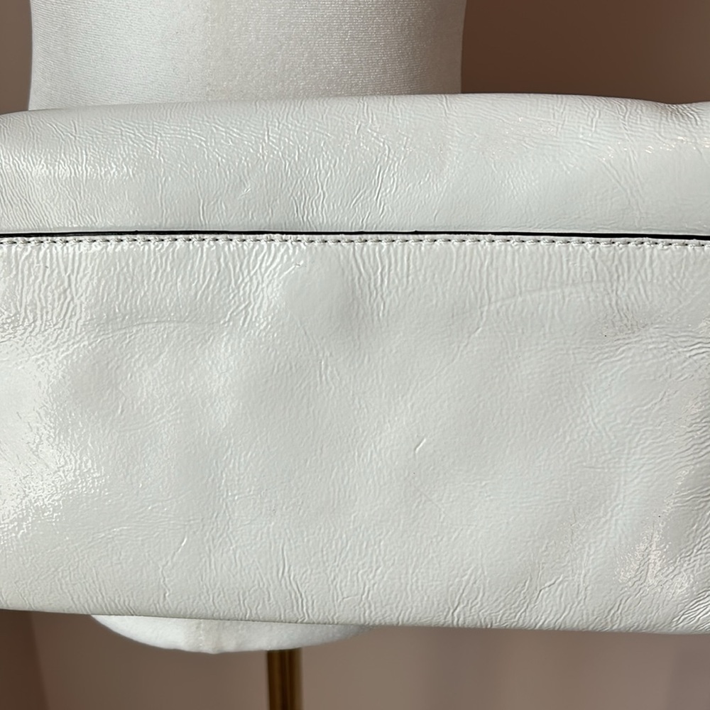MICHAEL Michael Kors Beverly Coated Leather Oversized Clutch Shoulder Bag White - Picture 7 of 15